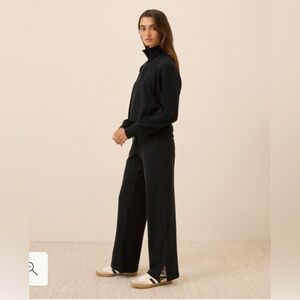 New Pact Organic Cotton Wide Leg Fleece Sweatpants Black XL